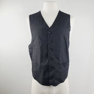 Tzarelli Mens Black Adjustable Fitted Six-Button Suit Vest Size 40R